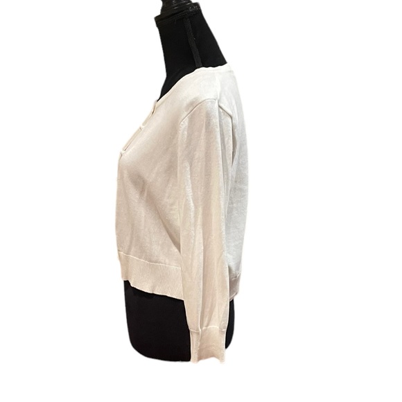 Karl Lagerfeld creamy coastal gramma white button front knit cardigan size large - Picture 3 of 8